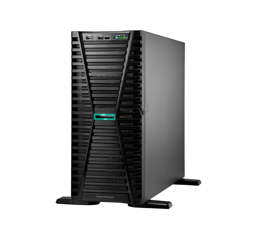 Server HPE ProLiant ML110 Gen11, Tower, Intel Xeon Bronze 3508U (8 C / 8 T, 2.10 GHz - 2.20 GHz, 22.5 MB cache, 125 W), 32 GB DDR5 ECC, 4 x LFF, 2 x 1000 W