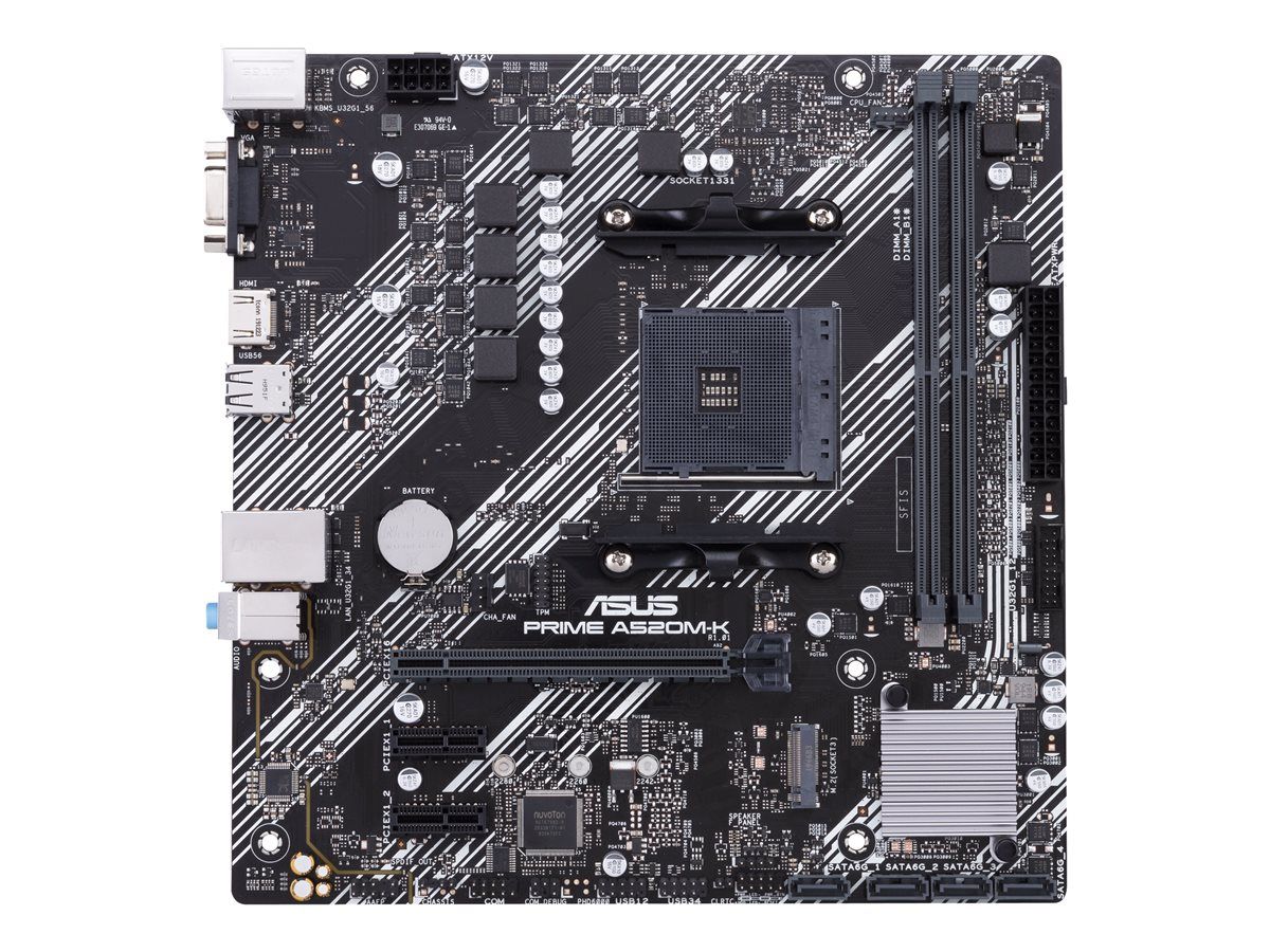 Placa de baza ASUS PRIME A520M-K, socket AM4, 2x DDR4 UDIMM, 4x SATA, 1x NVMe, 12x USB-A, mATX