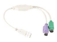 CABLU USB GEMBIRD splitter, USB 2.0 (T) la 2 x PS2 (T), 30cm, adaptor USB la mufe PS2 pt. tastatura si mouse, alb,  UAPS12  (include TV 0.06 lei)