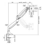 Dual alumium monitor desk mount, tilt -90°/+90°, swivel -90°/+90°, level adjustment -90°/+90°, 13–27 , max. 9 kg