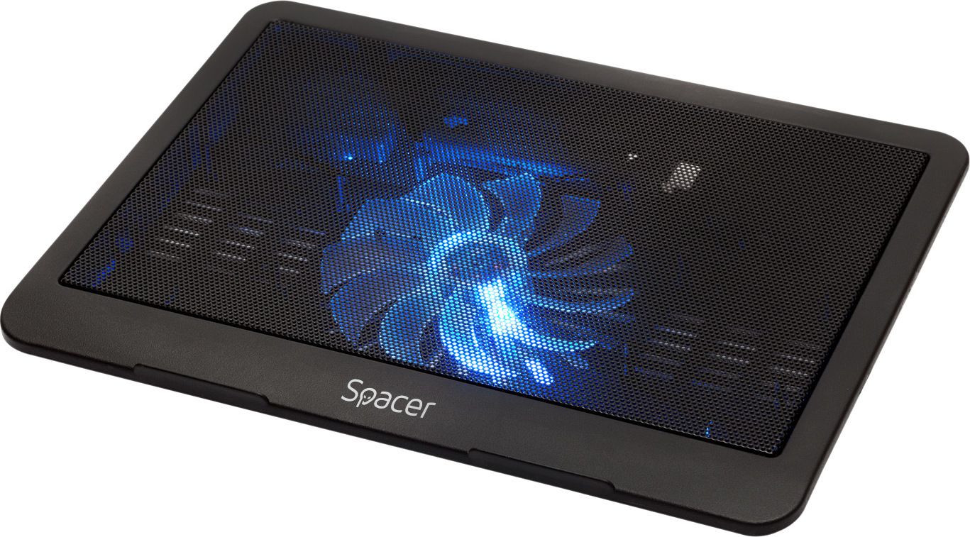 STAND SPACER notebook 15.6 , sita metal, fan 14cm cu led albastru, black,  SP-NC19 /45504838 (include TV 0.75 lei)