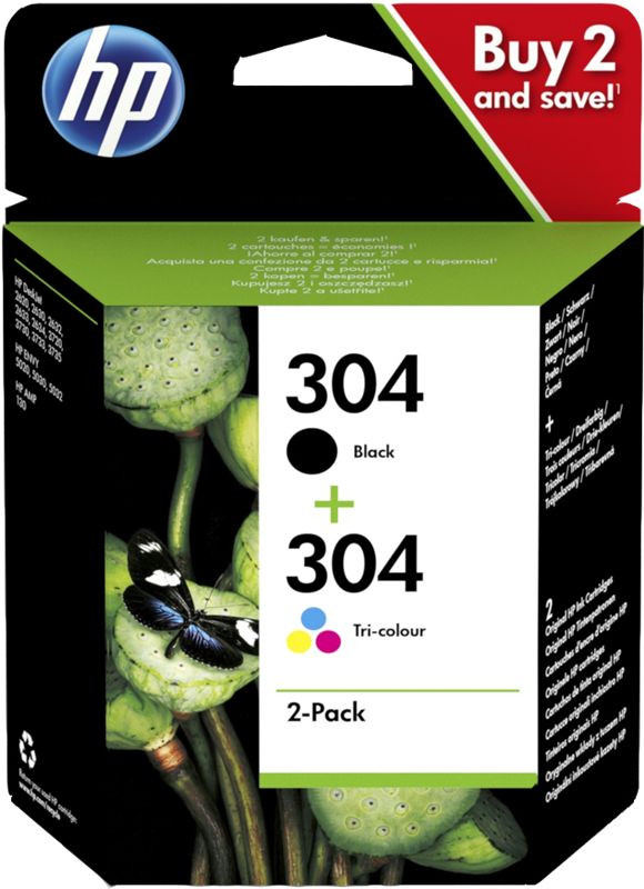 Cartus cerneala HP 3JB05AE ,Black/tri-color ,1x18ml/1x20ml ,Original (304)