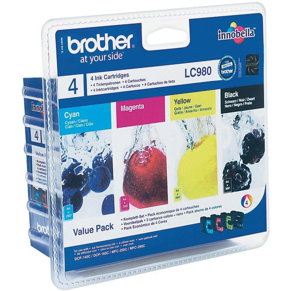Cartus cerneala Brother LC980VALBP ,Black/tri-color ,1 x 300 pagini, 3 x 260 pagini ,Original (LC980VALBP)