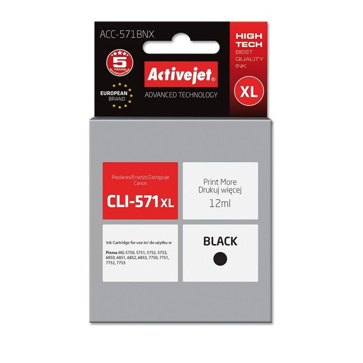 Cartus cerneala Activejet ACC-571BNX ,Negru ,12 ml (compatibil cu Canon ACC-571BNX)