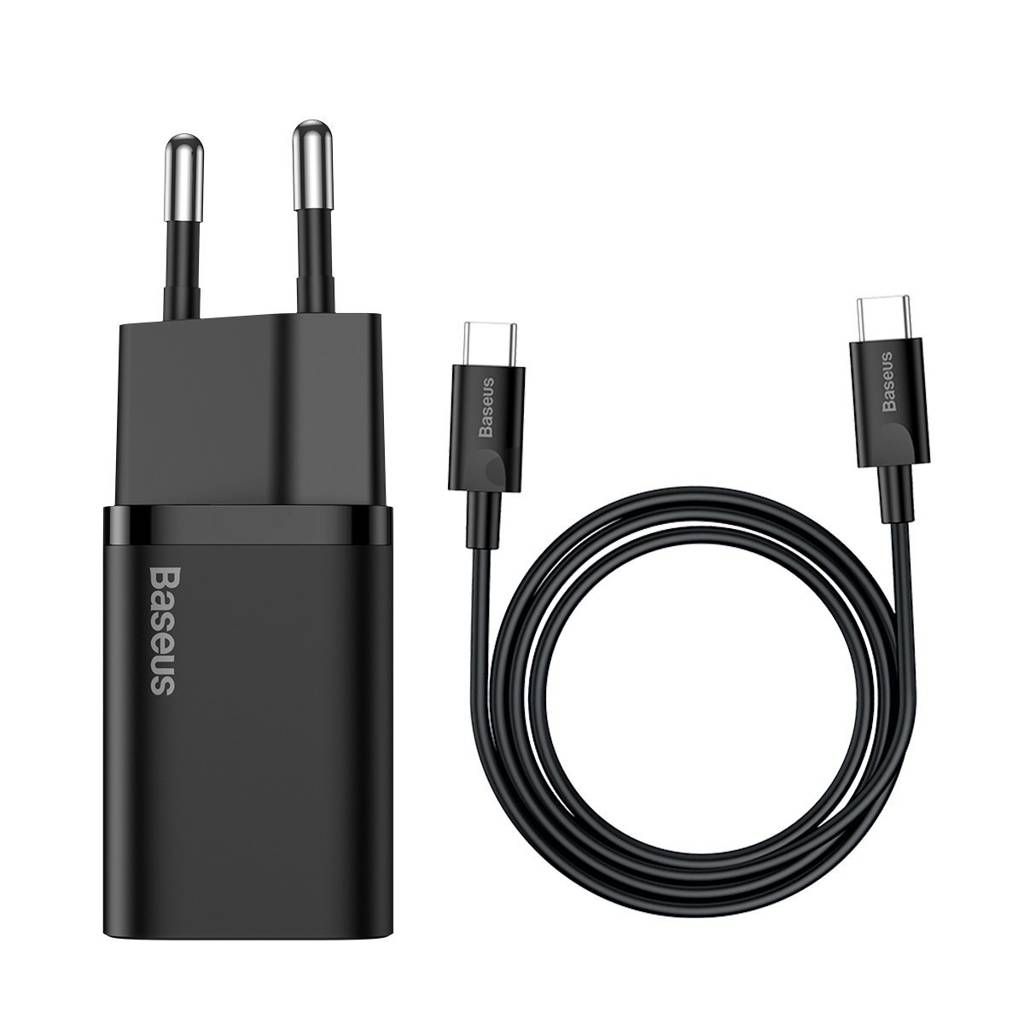 INCARCATOR retea Baseus Super Si, Quick Charge 30W, 1 x USB Type-C 5V/3A si 1 x USB 5V/3A, negru  CCSUP-J01  (include TV 0.8lei)