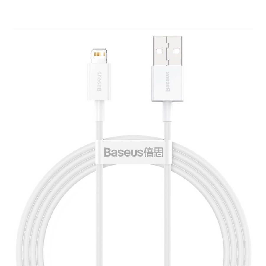 CABLU alimentare si date Baseus Superior, Fast Charging Data Cable pt. smartphone, USB la Lightning Iphone 2.4A, 1.5m, alb  CALYS-B02  (include TV 0.06 lei)