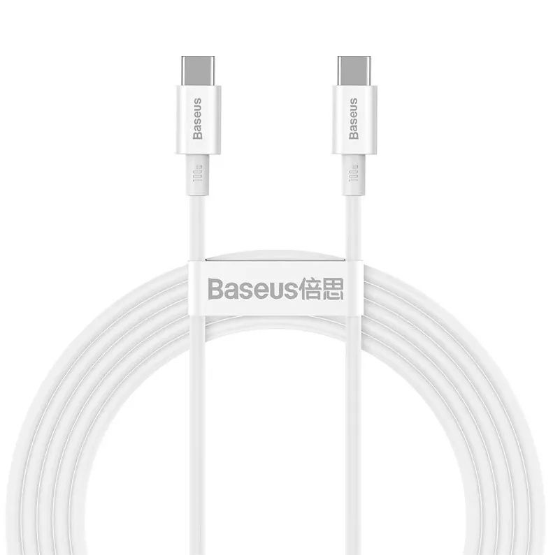 CABLU alimentare si date Baseus Superior, Fast Charging Data Cable pt. smartphone, USB Type-C la USB Type-C 100W, 2m, alb  CATYS-C02  (include TV 0.06 lei)