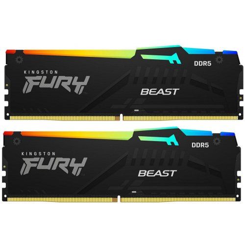 Memorie Kingston FURY Beast 32 GB DDR5 5200 MHz CL40, kit 2 x 16 GB, XMP 3.0, Negru, RGB