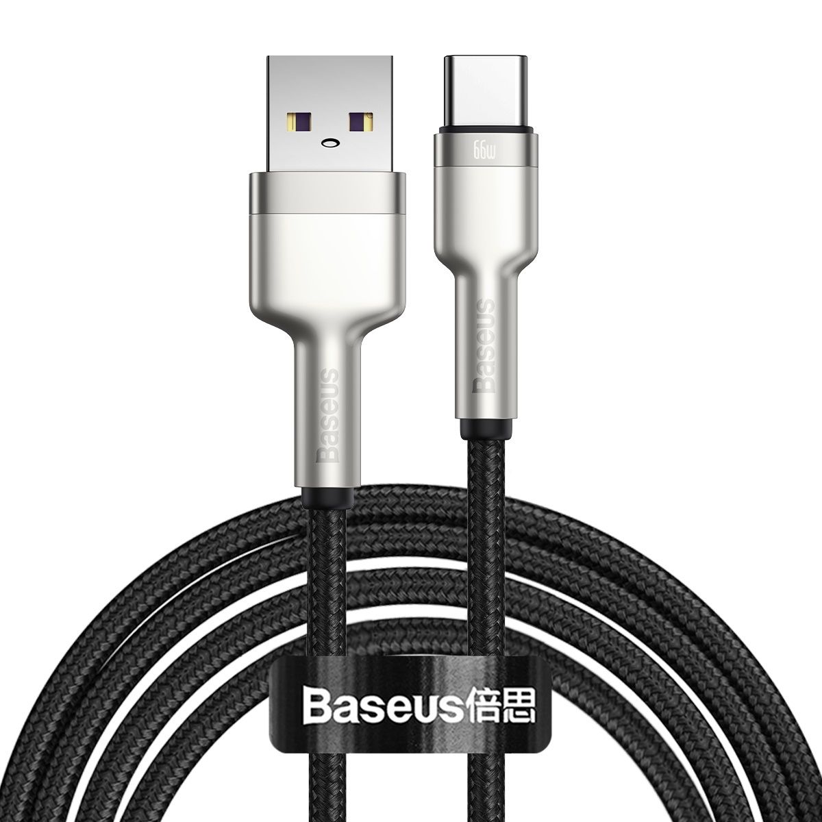 CABLU alimentare si date Baseus Cafule Metal, Fast Charging Data Cable pt. smartphone, USB la USB Type-C 66W, 2m, negru  CAKF000201  (include timbru verde 0.25 lei) - 6953156209770