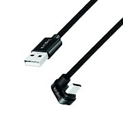 CABLU alimentare si date LOGILINK, pt. smartphone, USB 2.0, USB Type-C (T) la USB-A (T) la 180 grade, 2m, 2 x ecranat, aluminiu, negru,  CU0193  (include TV 0.06 lei)
