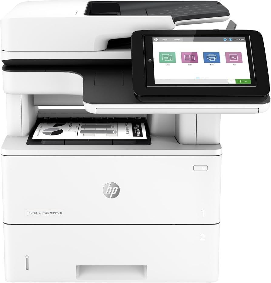 Imprimanta multifunctionala laser monocrom HP M528DN, A4, duplex, ADF, USB 2.0, Wi-Fi, 43 ppm negru, 0 ppm color