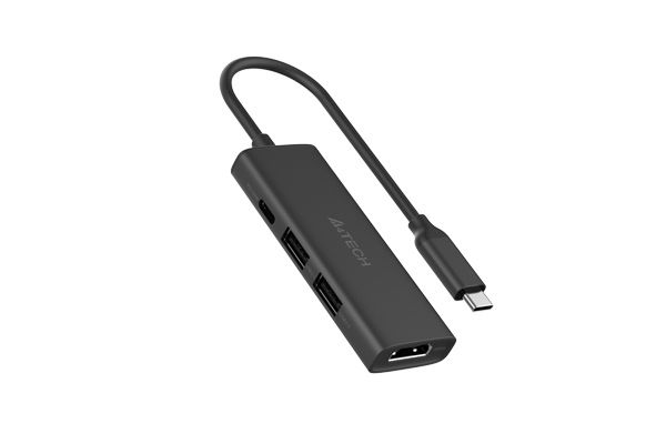 DOCKING Station A4tech universal, 6-in-1, conectare PC USB Type C, USB-C x 1, USB-A 3.0 x 2, porturi video HDMI x 1 4K@60Hz,  slot SD, PD  100 W, cablu 0.20m, gri,  DST-60C-GR  (timbru verde 0.18 lei)