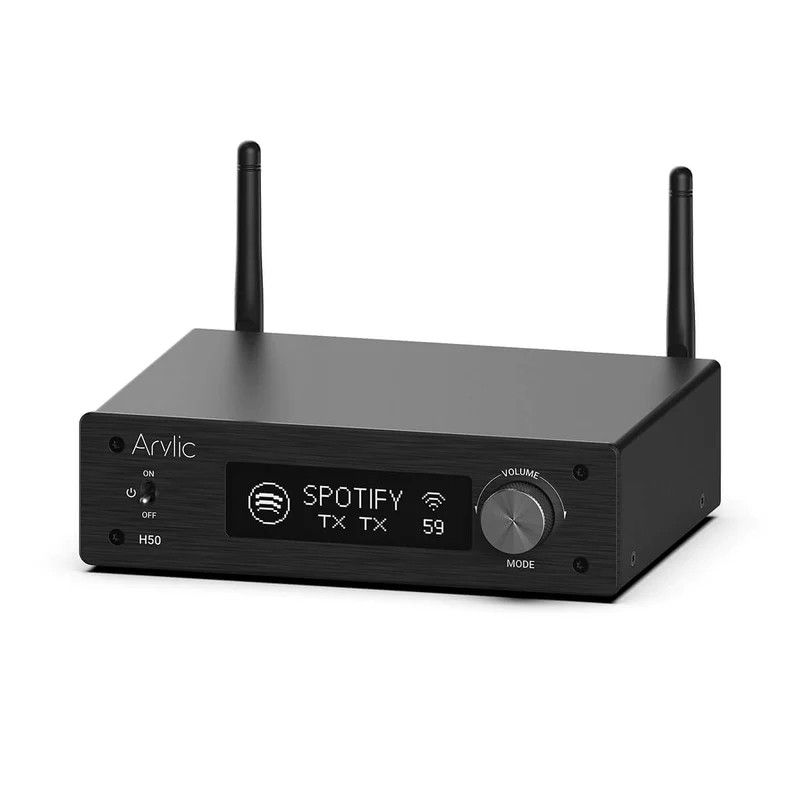 Streamer audio cu amplificare Arylic H50, 2x50W, Bluetooth, HDMI ARC, Airplay 2, Alexa, Spotify si Tidal Connect