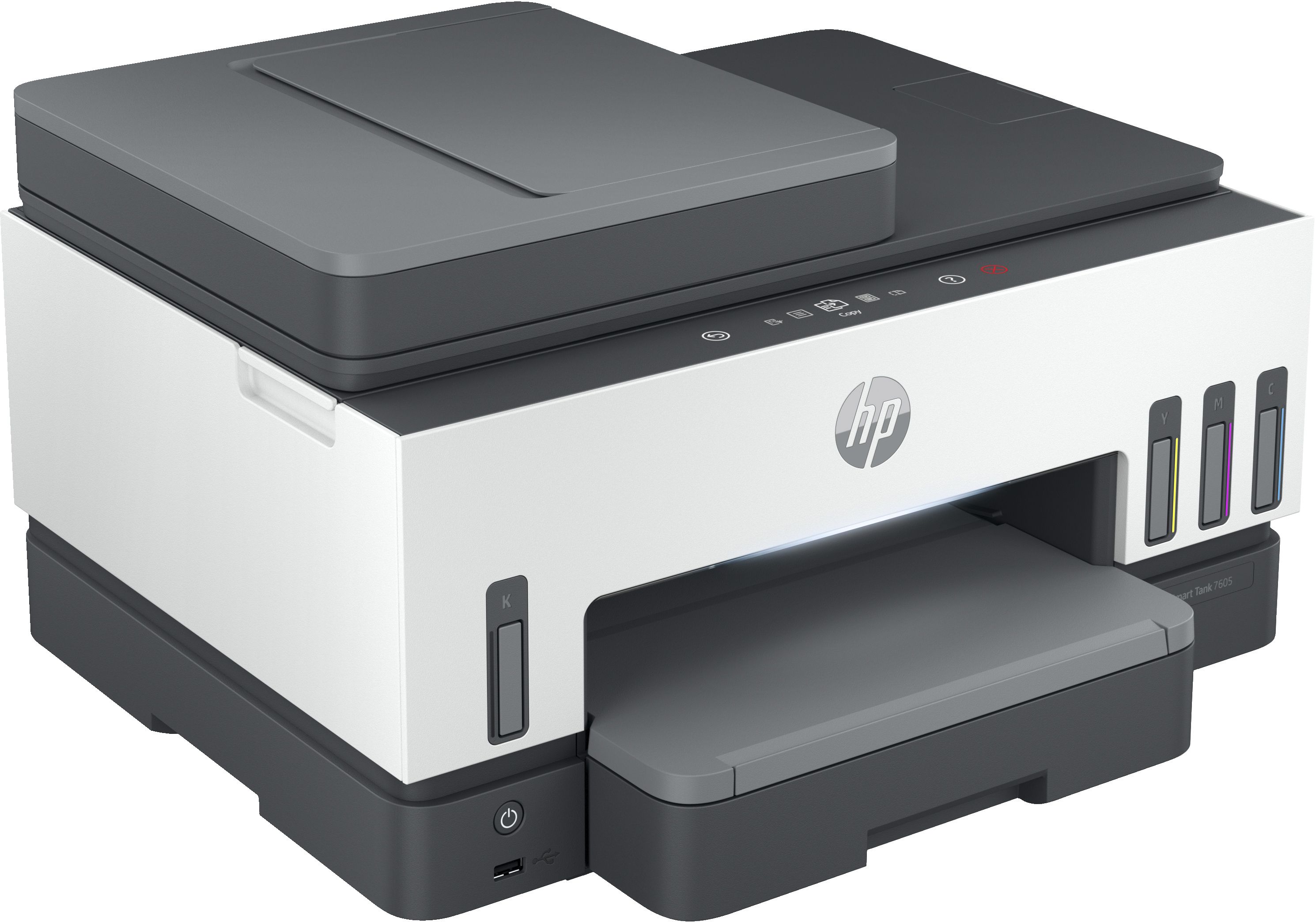 Imprimanta multifunctionala inkjet color HP Smart Tank 7605, A4, duplex, ADF, USB 2.0, Wi-Fi, 15 ppm negru, 9 ppm color