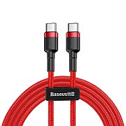 CABLU alimentare si date Baseus Cafule, Fast Charging Data Cable pt. smartphone, USB Type-C la USB Type-C 3A / 60W, braided, 2m, rosu  CATKLF-H09  (timbru verde 0.08 lei) - 6953156285224