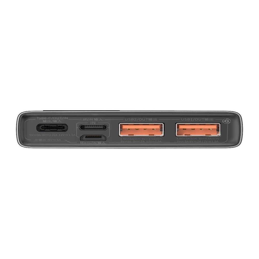 POWER BANK Baseus Adaman Metal, 10000mAh, PD 3.0 + QC 3.0 22.5W, 2 x USB 1 x USB Type-C, digital display pt. status baterie, total 3A, negru,  PPAD070001  (timbru verde 0.18 lei) - 6932172618292