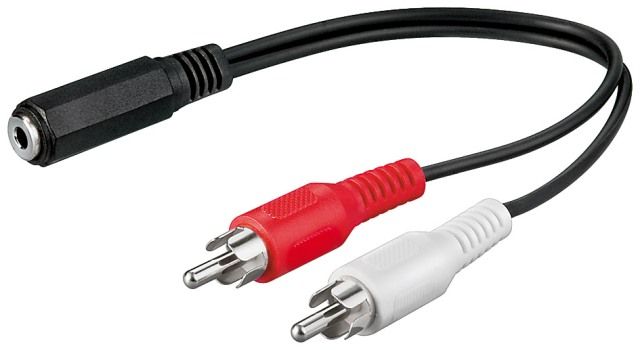 Cablu audio 0,2 m 
3,5 mm stereo mama &gt 2 x RCA tata
Ambalare: vrac 1 buc.