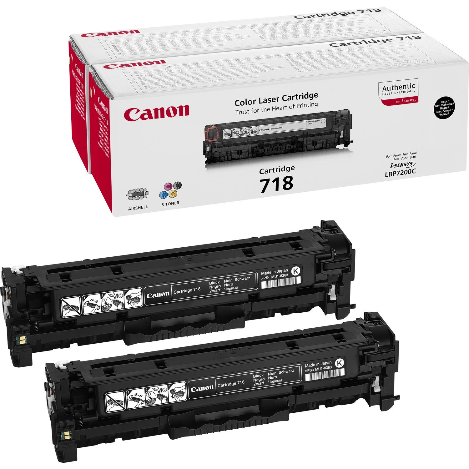 Cartus toner Canon 2662B005 ,Negru ,2 x 3400  pagini ,Original (CRG718BK)