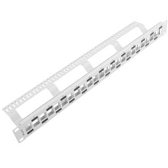 LANBERG PPKS-1224-S Lanberg keystone Patch Panel Blank 24 port Staggeged 1U with Organizer, grey