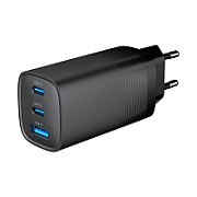 Gembird TA-UC-PDQC65-01-BK 3-port 65 W GaN USB PowerDelivery fast charger  black