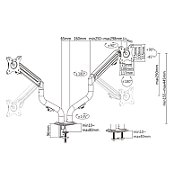 Gembird MA-DA2-02 Adjustable desk 2-display mounting arm (tilting)  17”-32”  up to 8 kg