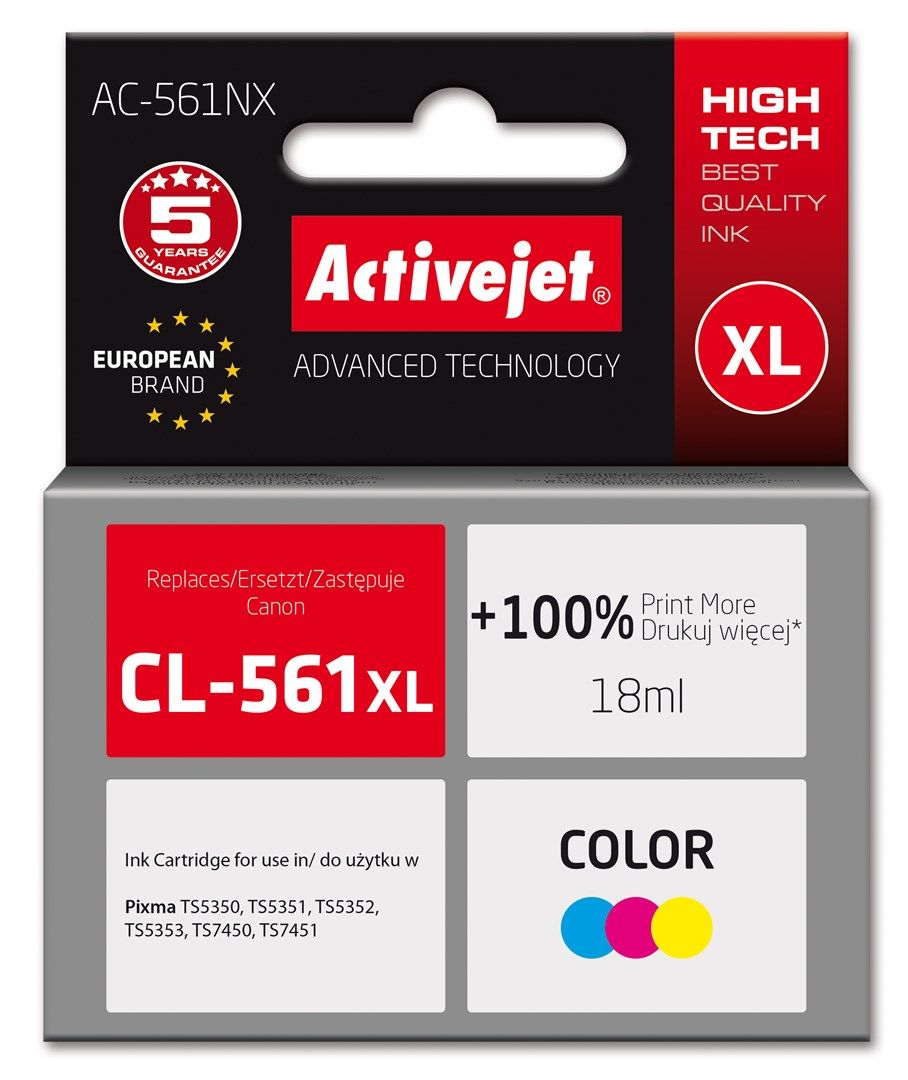 Cartus cerneala Activejet AC-561NX ,Color ,18 ml (compatibil cu Canon CL-561XL;)