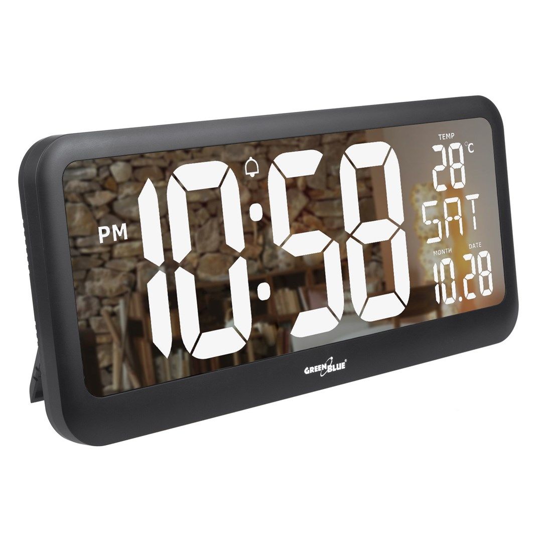 GreenBlue Extra Large LED Wall Clock  Temperature  Date  GB214