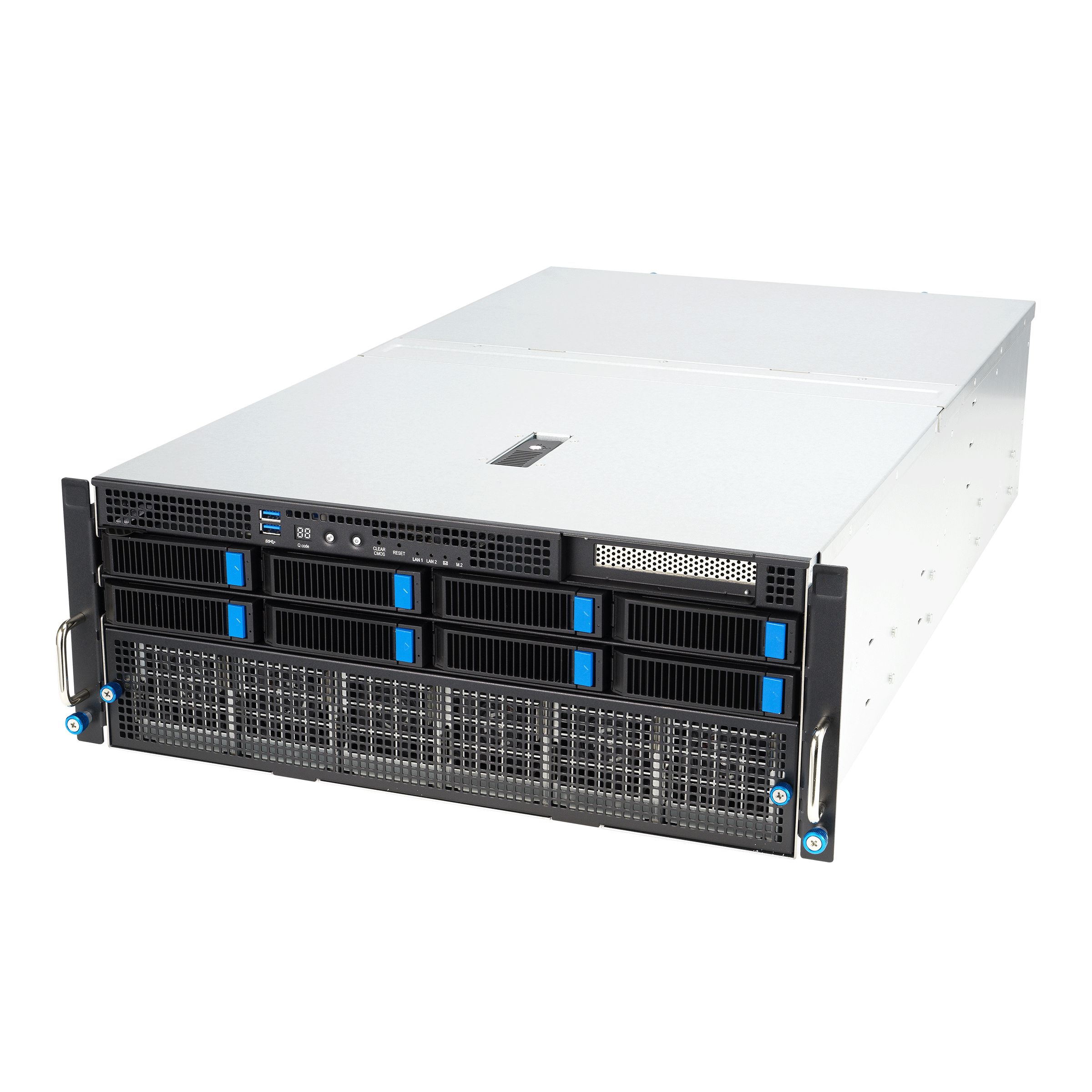 Server ASUS ESC8000A-E12, Rack 4U, fara procesor, 2 x AMD socket SP5  max 400 W, fara memorie, 8 x LFF, 4 x 3000 W