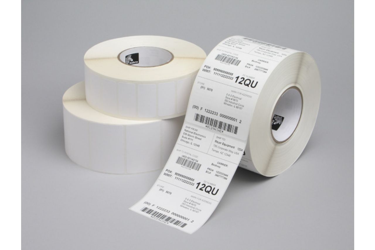 LABEL, POLYESTER, 76.2MMX76.2MM THERMAL TRANSFER, Z-ULTIMATE 3000T SILVER, PERMANENT ADHESIVE, 25MM CORE