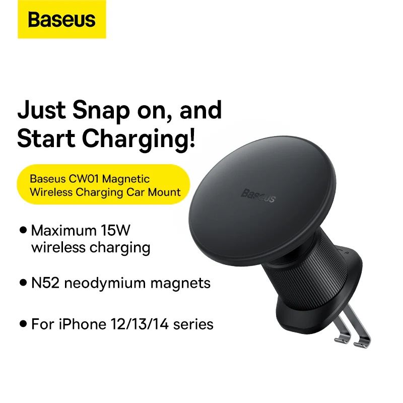 Baseus CW01 C40141001111-00 Magnetic Car Holder with MagSafe 15W Wireless Charger for iPhone