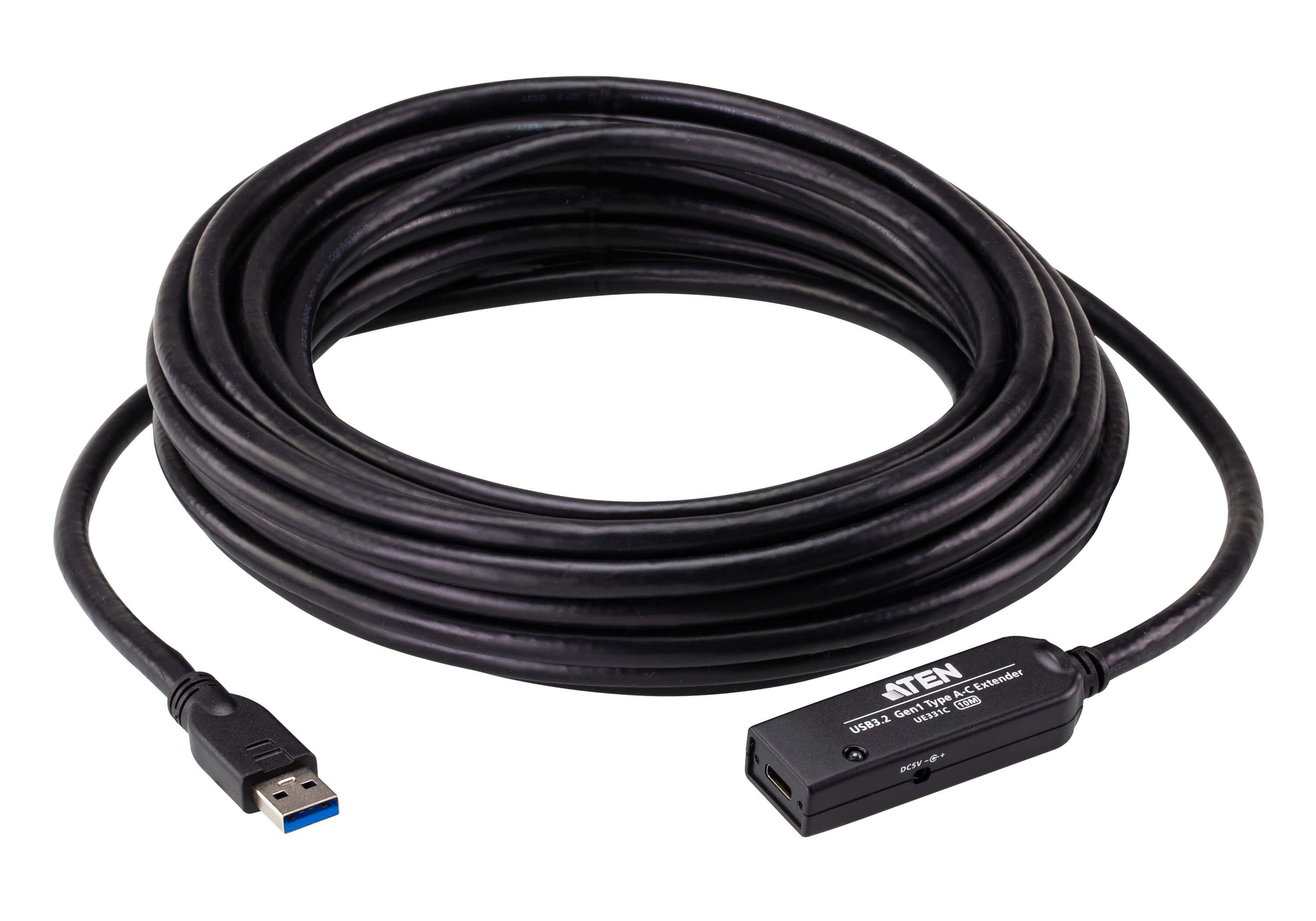 ATEN UE331C-AT-G cabluri USB USB 3.2 Gen 1 (3.1 Gen 1) 10 m USB A USB C Negru