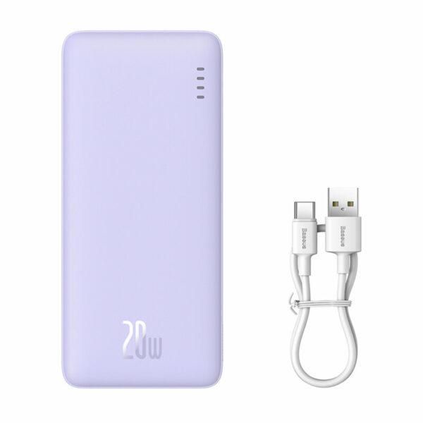 POWER BANK Baseus Airpow, 10000mAh, 20W, 1 x USB 1 x USB Type-C, total 3A, violet,  P10022801513-00  (timbru verde 0.98 lei) - 6932172646974