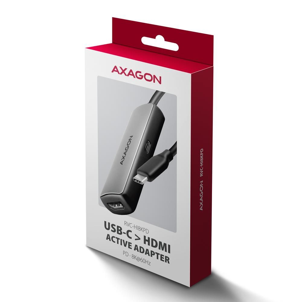 Adaptor video RVC-HI8KPD, USB-C, HDMI, 8K/60Hz, PD 100W, Negru
