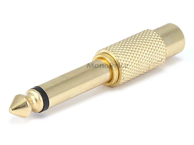 Audio adapter 6.35mm Jack mono male to RCA female, metal, gold plated
Packaging: bulk 1 pc.