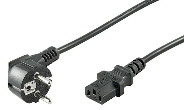 PC power cable 15m CEE 7/7 male 90° to IEC320-C13 female, black
- H03VV-F3G 0.75mm² copper conductor, max. 10
Packaging: bulk 1 pc.