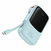 POWER BANK Baseus Qpow2 Digital Display, 20000mAh, 22.5W, 2 x USB Type-C output/input, 1 x Lightning, 1 x USB, include cablu USB la USB Type-C 30cm, albastru  PPQD030103  (timbru verde 0.98 lei) - 6932172618179