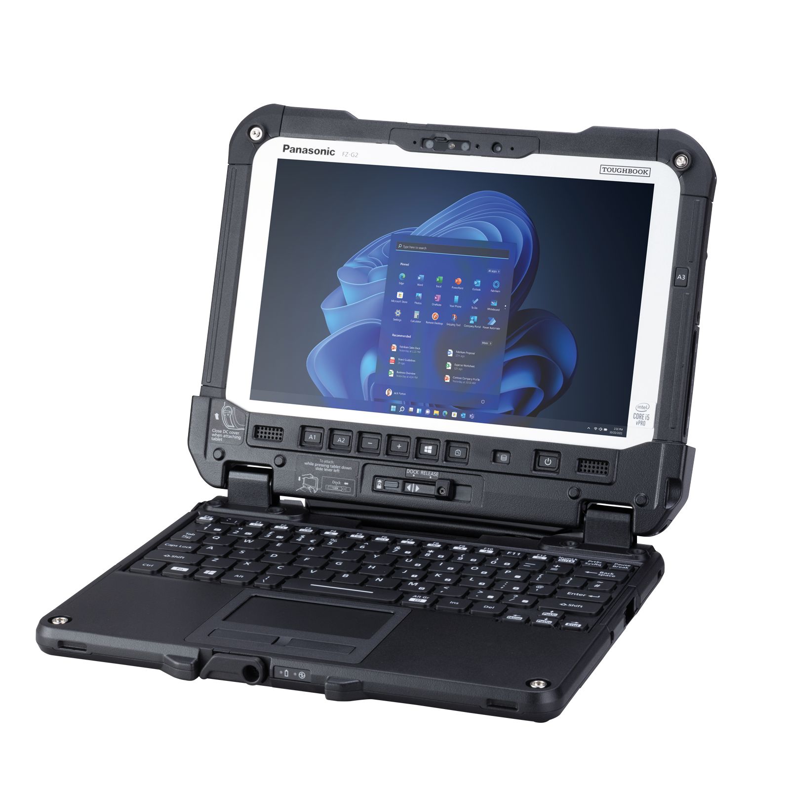 Laptop Panasonic TOUGHBOOK G2 mk3 FZ-G2NBMBGB4, 10.1 inch 1920 x 1200 Touchscreen, Intel Core ultra 5 135U (12 C / 14 T, 1.6 GHz - 4.4 GHz, 12 MB cache, 55 W), 16 GB DDR5X, 512 GB SSD, Intel Graphics, Windows 11 Pro, Tastatura N/A, Black