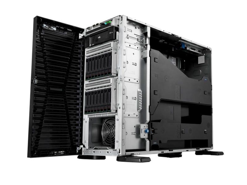 Server HPE ProLiant ML110 Gen11, Tower, Intel Xeon Silver 4510 (12 C / 24 T, 2.40 GHz - 4.10 GHz, 30 MB cache, 150 W), 64 GB DDR5 ECC, 2 x 480 GB SSD, 8 x SFF, HPE MR408i-o Gen11, 2 x 1000 W