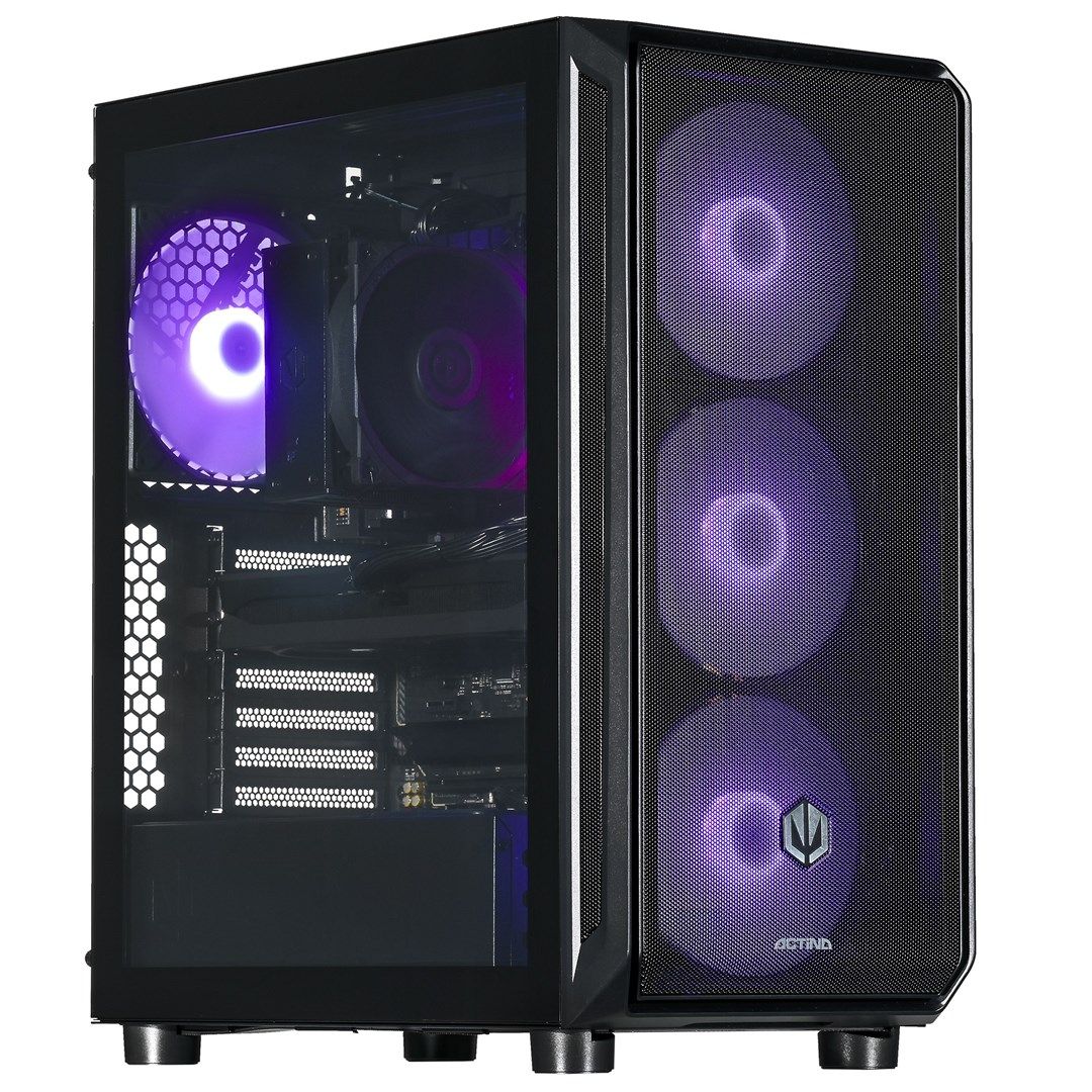 Desktop PC Actina Midi Tower, AMD Ryzen 7 7700 (8 C / 16 T, 3.8 GHz - 5.3 GHz), 32 GB RAM, 2 TB SSD, NVIDIA GeForce RTX 5070 Ti 16 GB, Fara sistem de operare