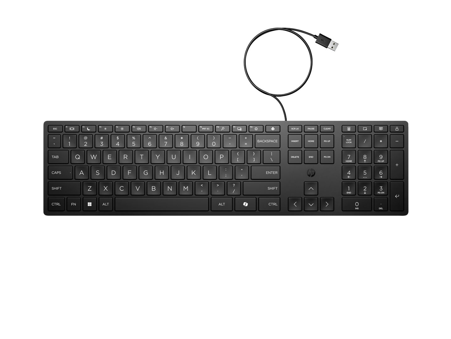HP Keyboard 320K Wired, Culoare: Negru, Dimensiuni: 426,2 x 110,9 x 16,7 mm, Greutate: 0,45 kg, Garantie 1 an