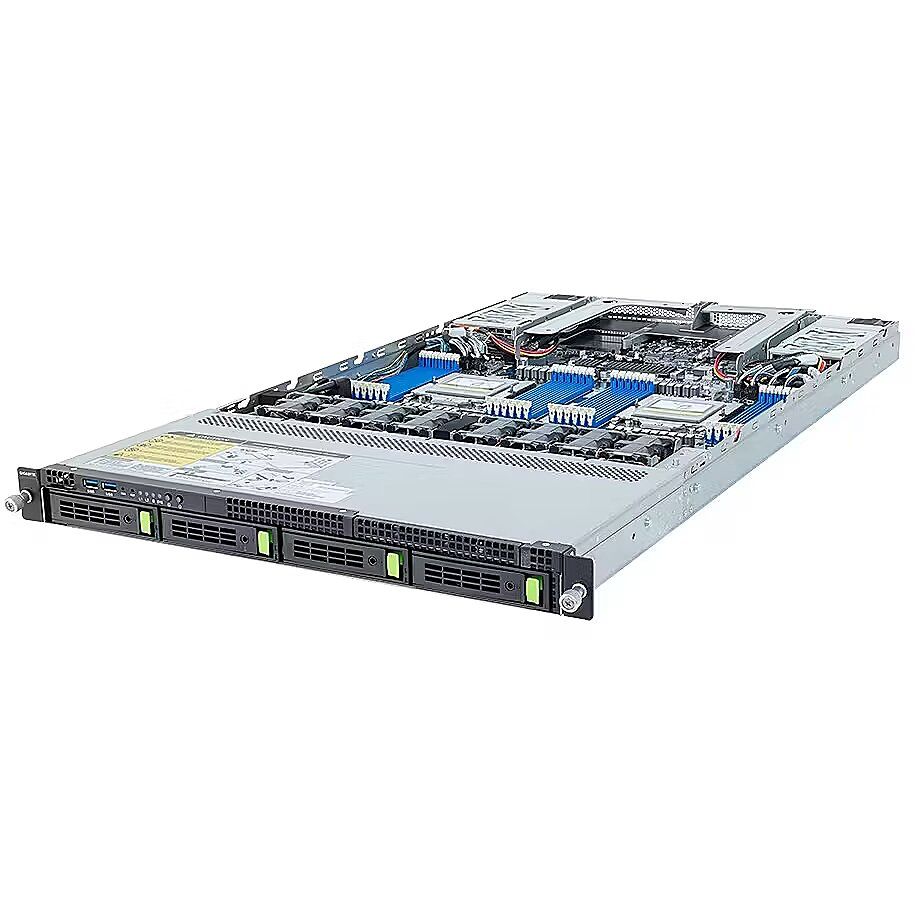 Server GIGABYTE R183-Z93, Rack 1U, fara procesor, 2 x AMD socket SP5  max 300 W, fara memorie, Fara, 4 x LFF, Fara, 2 x 1600 W