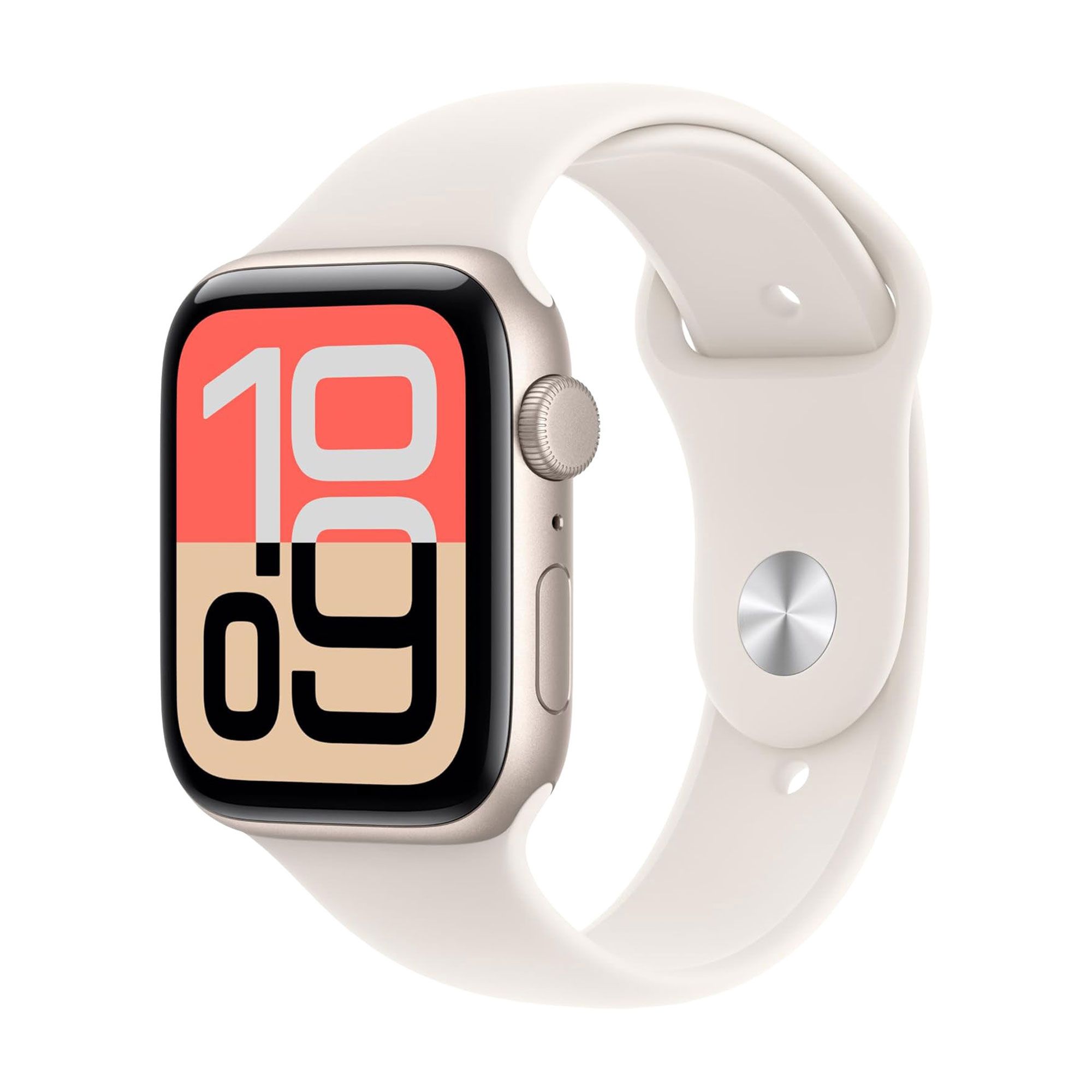 Apple Watch SE 3 GPS 44 mm, carcasă din aluminiu Starlight cu brățară Sport Starlight - M/L