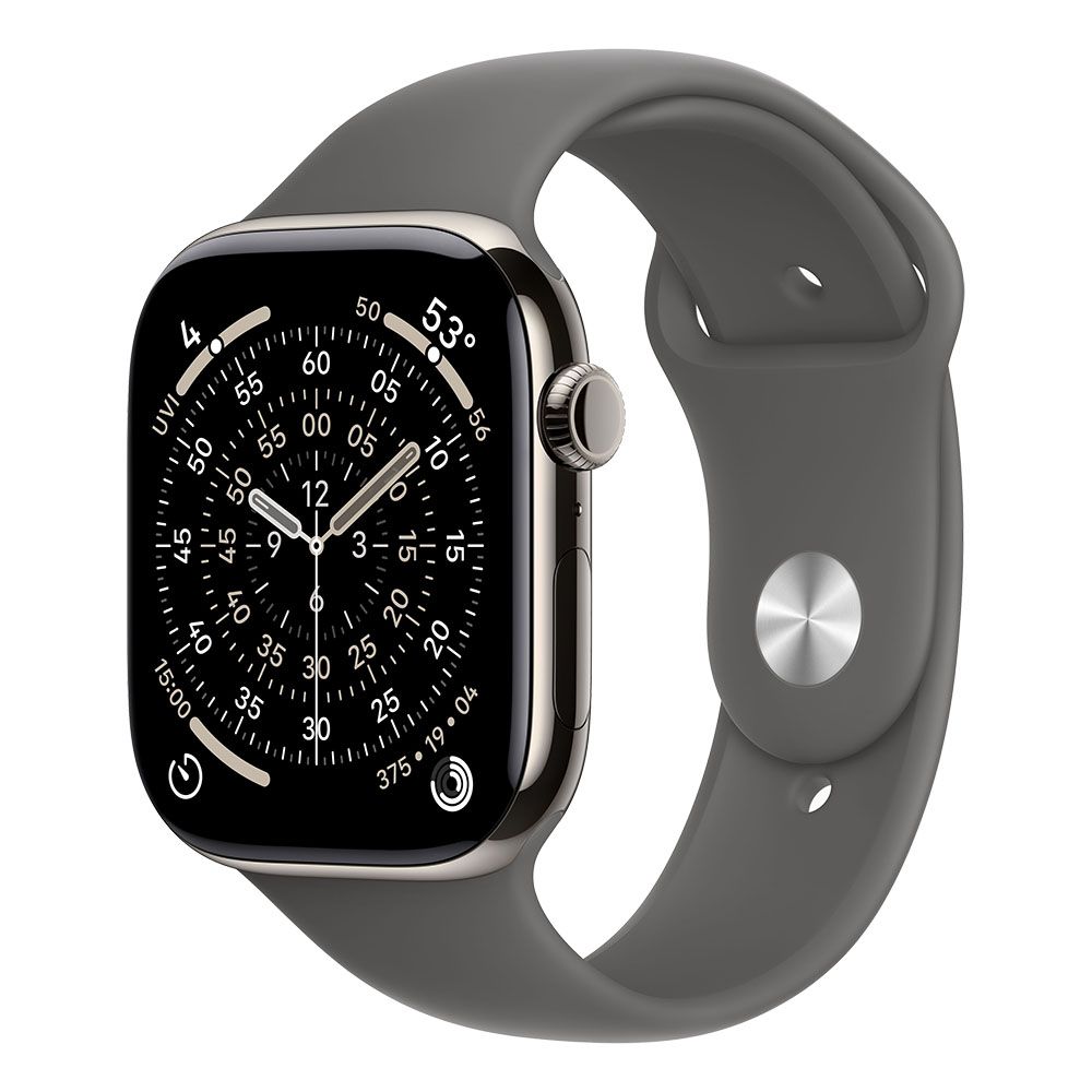 Apple Watch S11 Cellular 46mm Natural Titanium Case with Stone Grey Sport Band - M/L