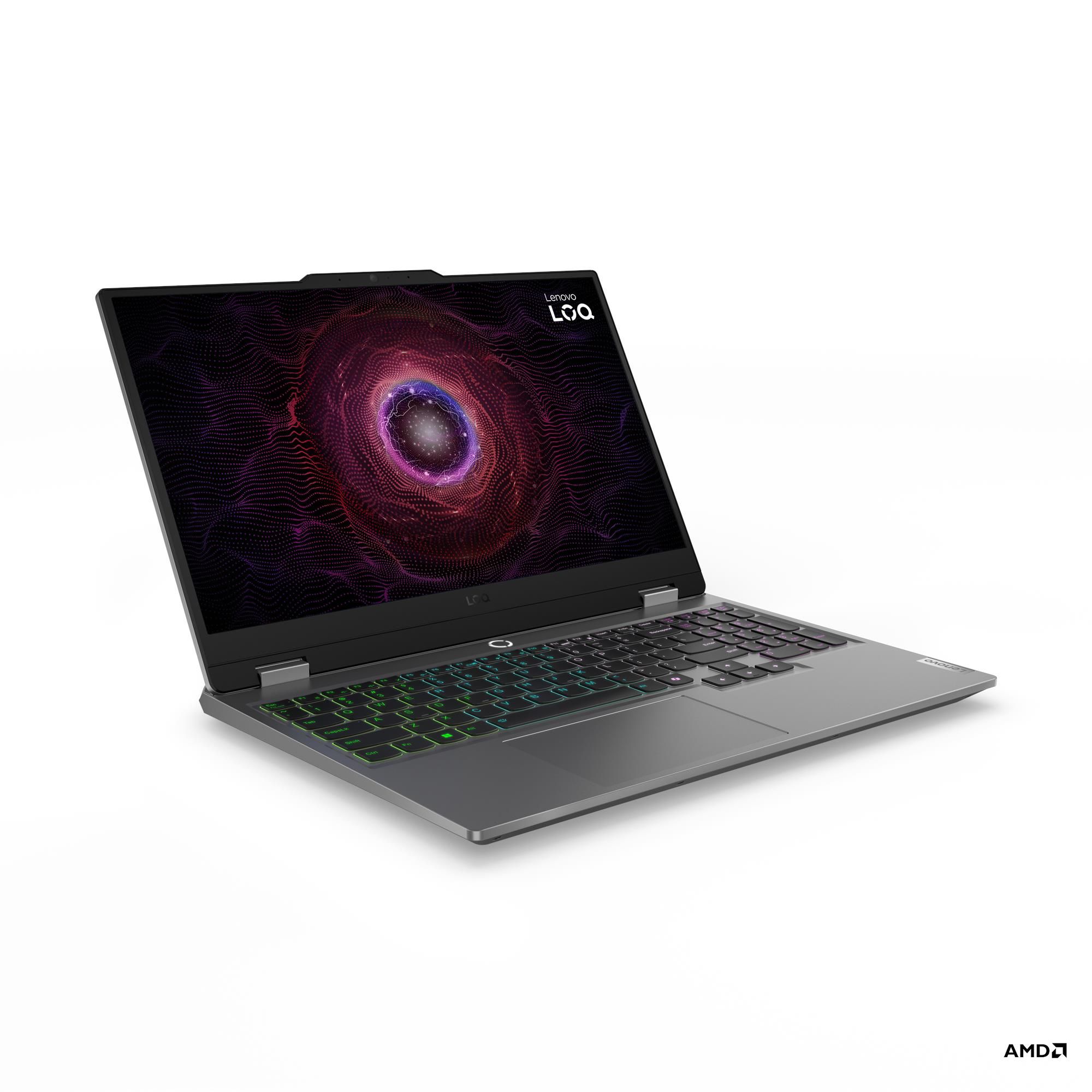Laptop Lenovo LOQ 15ARP9 83JC00N6PB, 15.6 inch 1920 x 1080, AMD Ryzen 5 7235HS (4 C / 8 T, 3.1 GHz - 4.2GHz, 10 MB cache, 45 W), 16 GB DDR5, 512 GB SSD, Nvidia GeForce RTX 4050, Fara sistem de operare, Tastatura US, Luna Grey