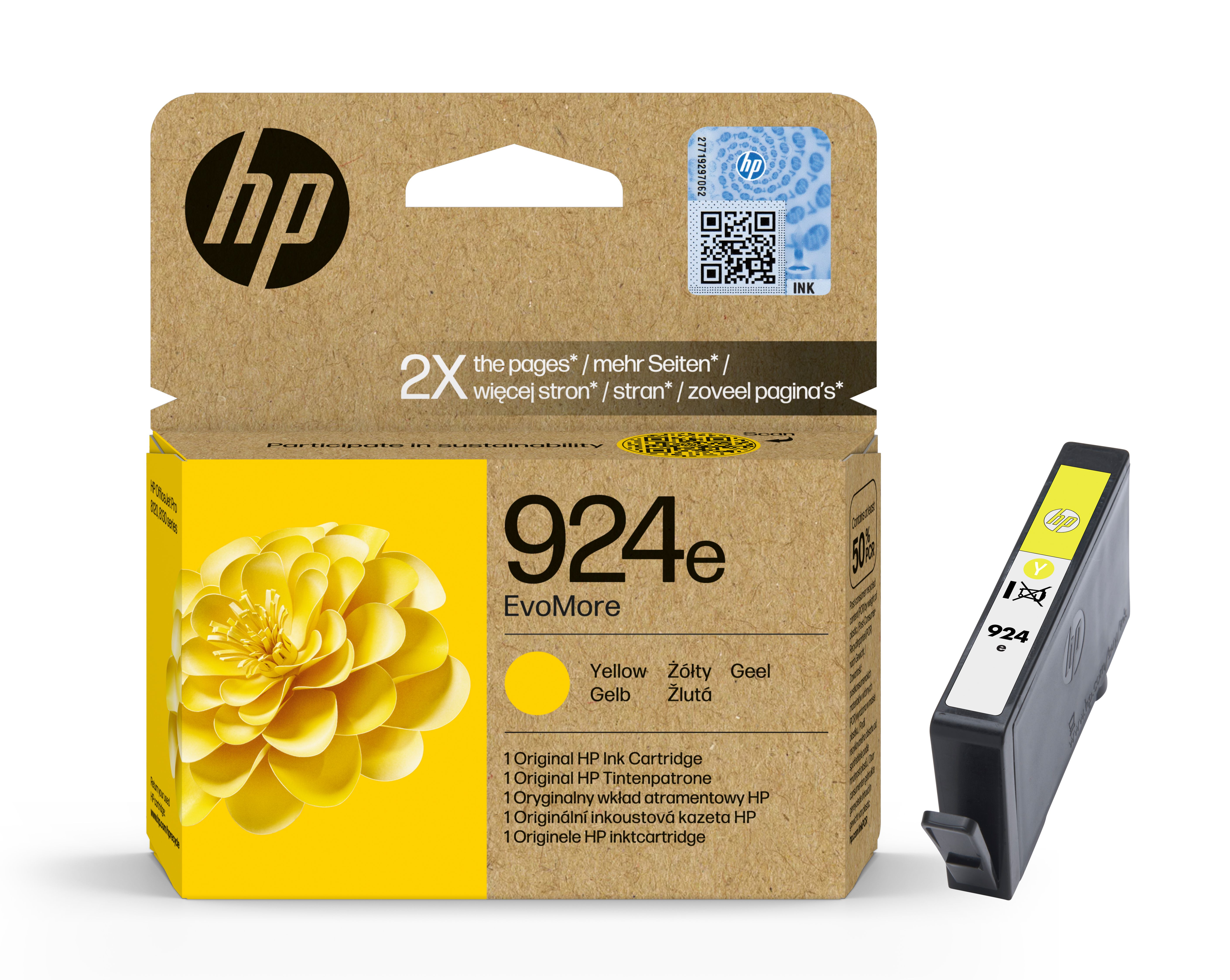 Cartus cerneala HP 4K0U9NE ,Galben ,500 pagini ,Original (924e)