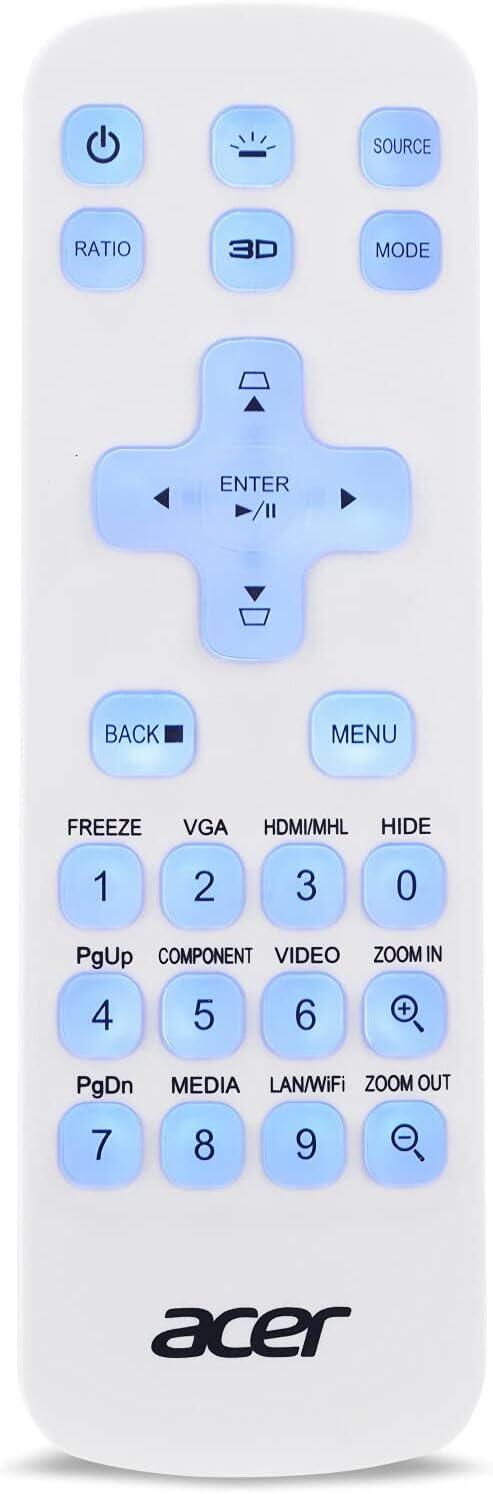 Acer Remote Controller, Universal, IR Wireless, Alb