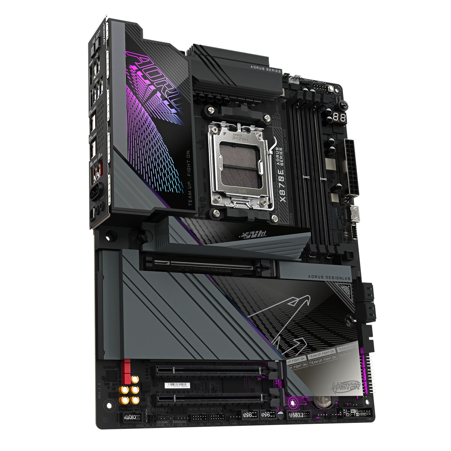 GIGABYTE X870E AORUS MASTER X3D. Processor manufacturer: AMD, Processor socket: Socket AM5, Compatible processor series: AMD Ryzen 7000 Series, AMD Ryzen 8000 Series, AMD Ryzen 9000 Series. Supported memory types: DDR5-SDRAM, Maximum internal memory: 256 GB, Memory slots type: DIMM. Supported