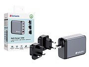 Incarcator Verbatim GaN, 100W, EU/UK/US2 x USB-C PD 100W/1 x USB-C PD 65W/1x USB-A QC 3.0