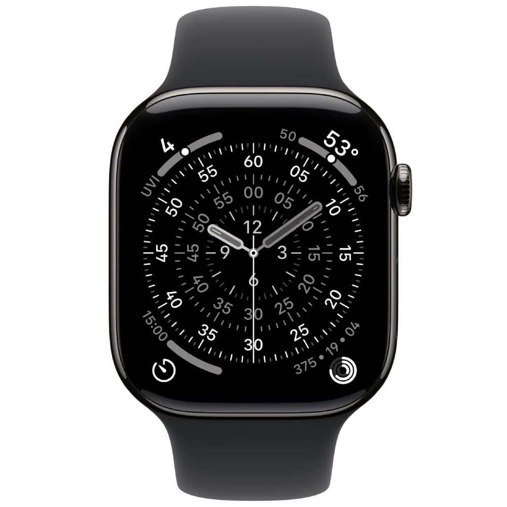 Apple Watch Series 11 GPS + Cellular 46mm Slate Titanium Case with Black Sport Band - M/L