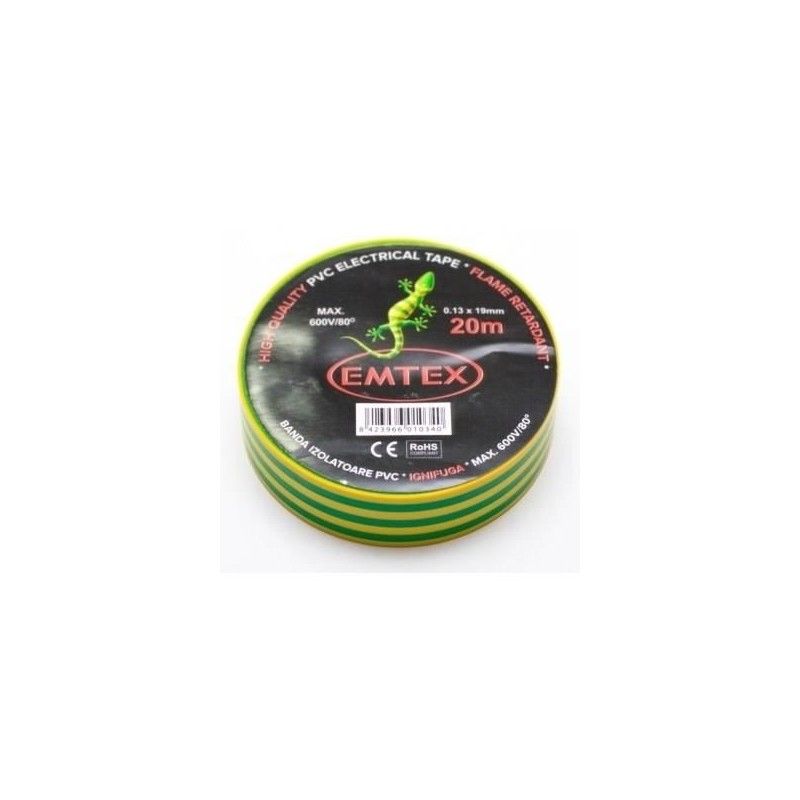 Banda izolatoare ignifuga Emtex 20 m / verde-galben